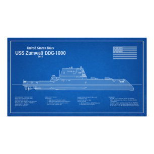 USS Zumwalt - Frakt Blueprint Plans ABD Fototryck