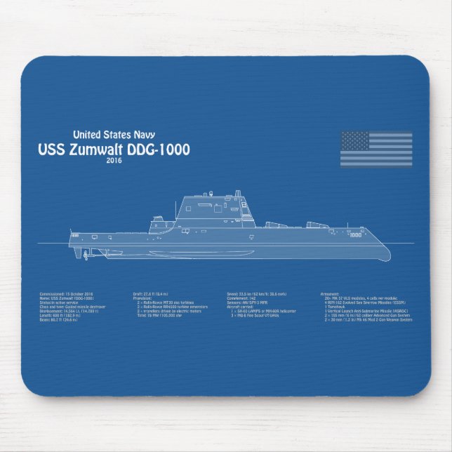 USS Zumwalt - Frakt Blueprint Plans ABD Musmatta (Framsidan)
