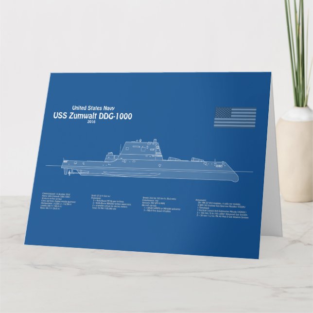 USS Zumwalt - Frakt Blueprint Plans ABD Tack Kort (Framsida)