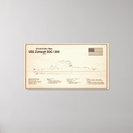 USS Zumwalt - Frakt-skiss SD Canvastryck