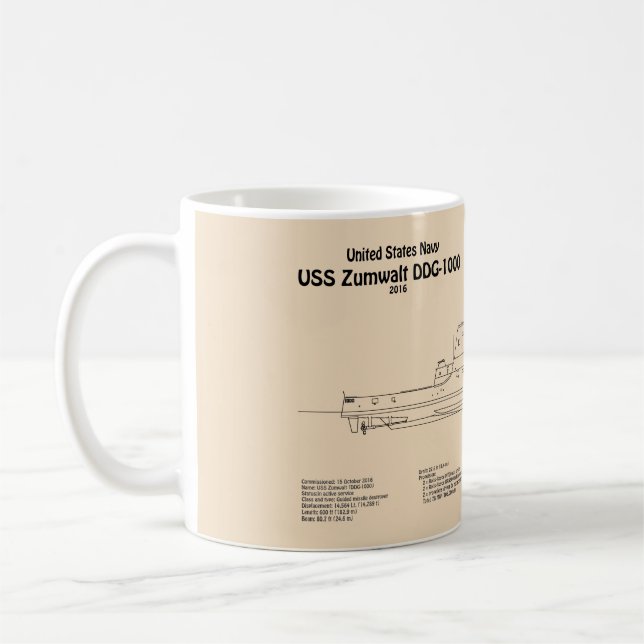 USS Zumwalt - Frakt-skiss SD Kaffemugg (Vänster)