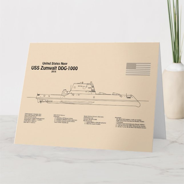 USS Zumwalt - Frakt-skiss SD Tack Kort (Framsida)