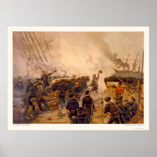 USSet Kearsarge sjunker CSSEN Alabama i 1864 Poster