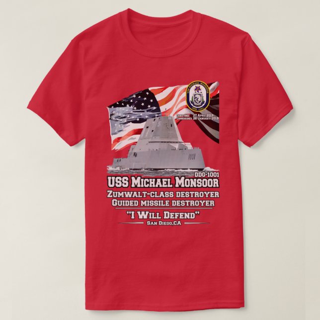 USSMonsoor ZumwaltClass Förstörare T Shirt (Design framsida)