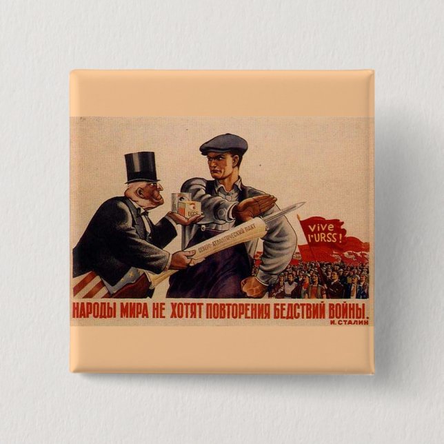 USSR CCCP kalla krigetsovjet - facklig propaganda Knapp (Framsida)