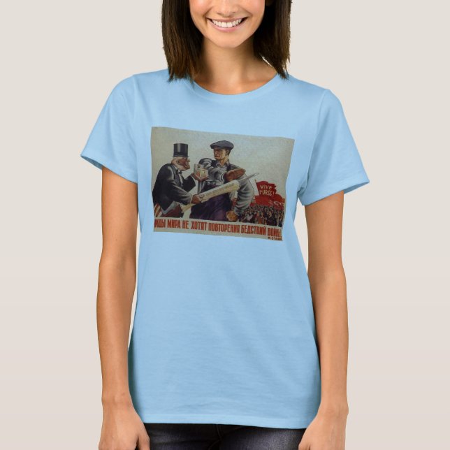 USSR CCCP kalla krigetsovjet - facklig propaganda Tee Shirt (Framsida)