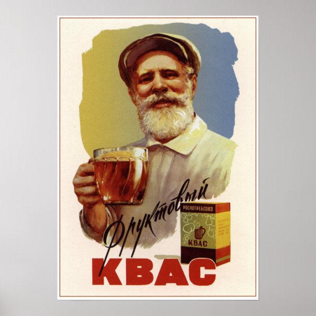 USSR Soviet Fruit Kvass Advertising 1959 Poster (Framsidan)