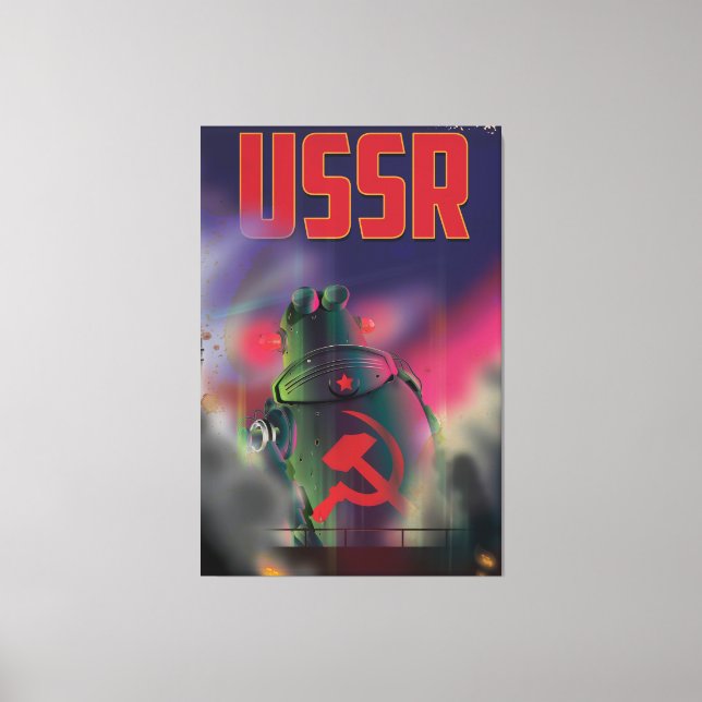 USSR Soviet Russia tecknad-affisch. Canvastryck (Framsida)