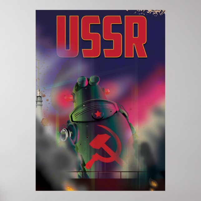 USSR Soviet Russia tecknad-affisch. Poster (Framsidan)