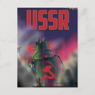 USSR Soviet Russia tecknad-affisch. Vykort