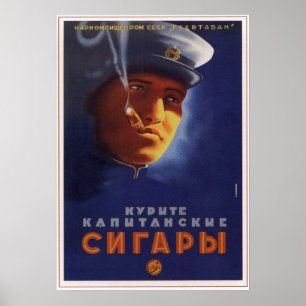 USSR sovjetiska kaptencigarrer som annonserar 1939 Poster