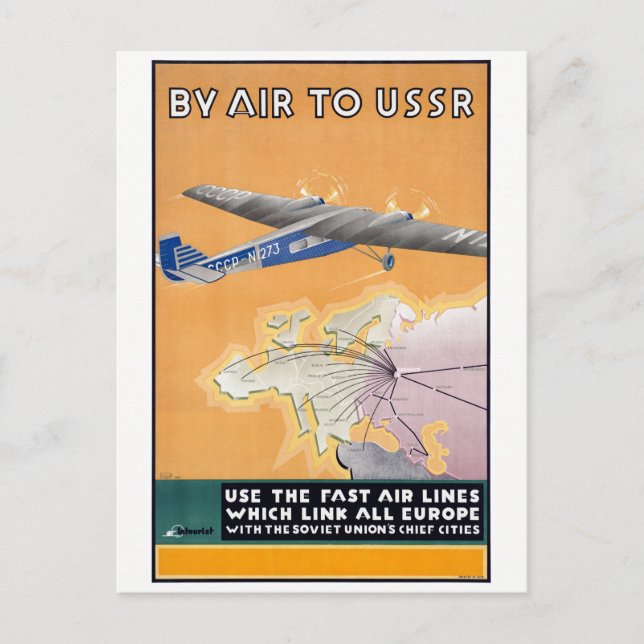 USSR Vintage Luft Travel Poster återställd Vykort (Framsida)