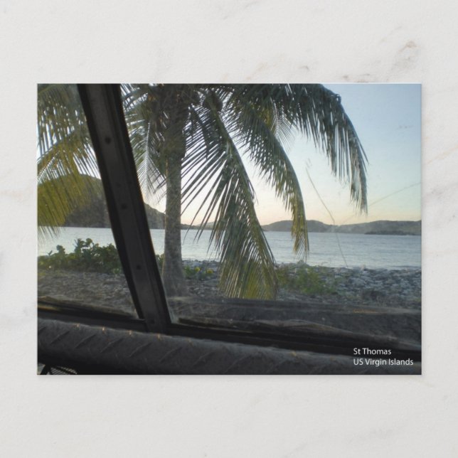 USVI St Thomas från en avgjord jeep Vykort (Framsida)