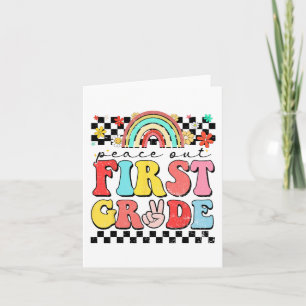 Ut 1:a klass Retro Groovy Glad sista skoldagen Kort