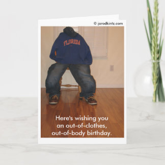 Ut-av-kläder ut-av-förkroppsligar födelsedag kort