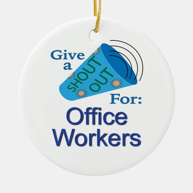 Ut för Office-arbetare Julgransprydnad Keramik (Framsidan)