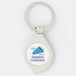 Ut för operationssamordnare swirl silverfärgad nyckelring