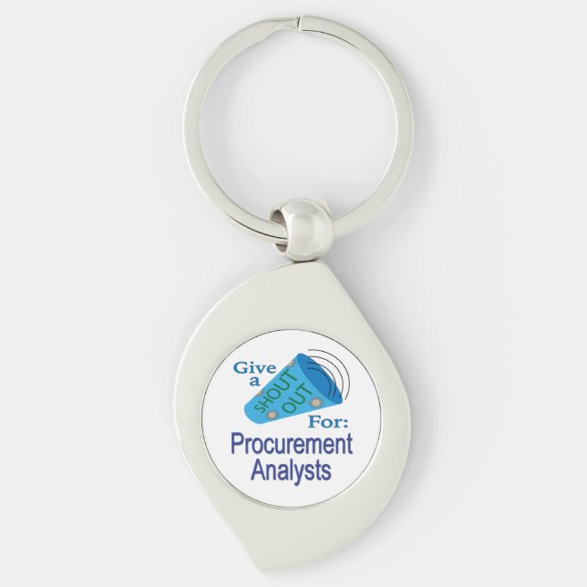 Ut för upphandlingsanalytiker swirl silverfärgad nyckelring (Framsidan)