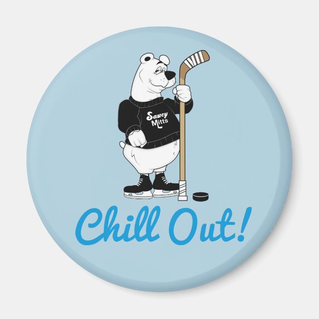 Ut! Hockey Polar Bear Hockey Magnet (Framsidan)