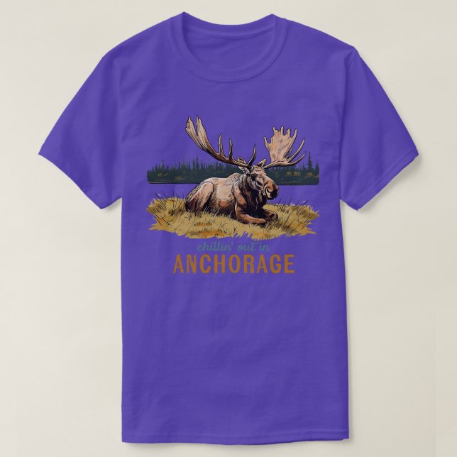 Ut i Anchorage Alaska Moose Art Souvenir TShirt T Shirt (Design framsida)