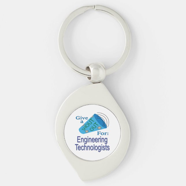 Ut med ingenjörstekniker swirl silverfärgad nyckelring (Framsidan)