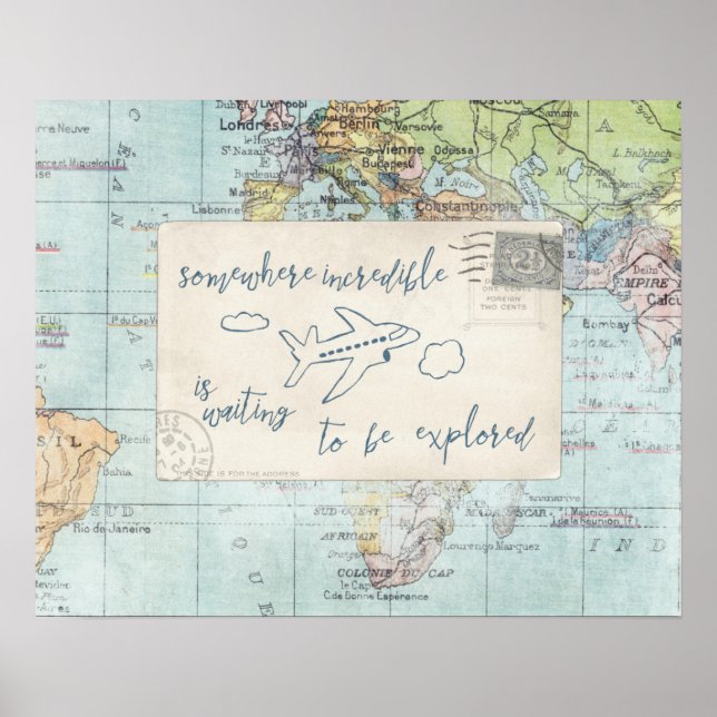Ut och utforska citat och Karta Poster (Framsidan)