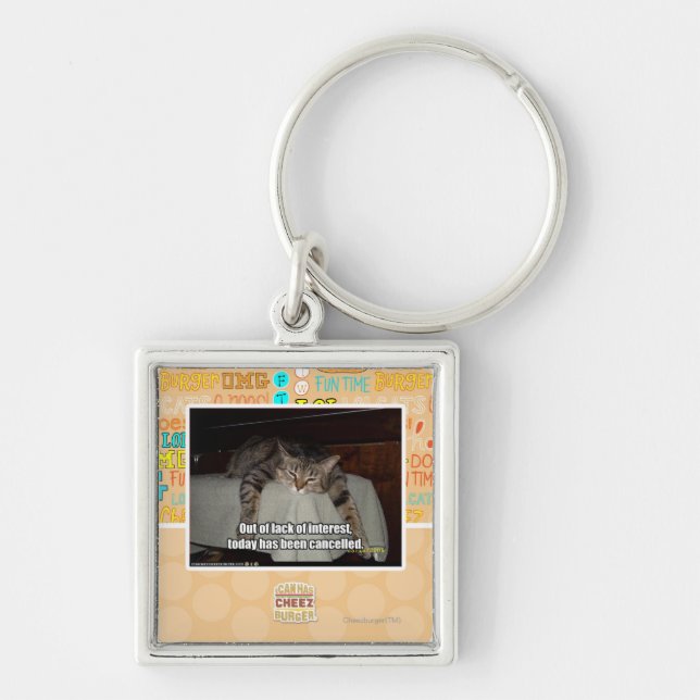 Ut ur brist av intressera fyrkantig silverfärgad nyckelring (Framsidan)