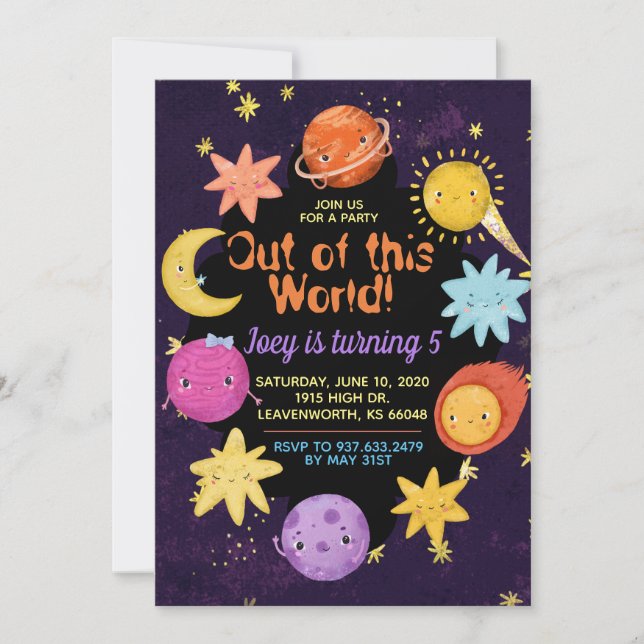 Ut ur den här World Outerspace-inbjudan Inbjudningar (Framsida)