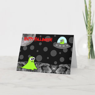 Ut ur detta främmande happy halloweenkort för kort