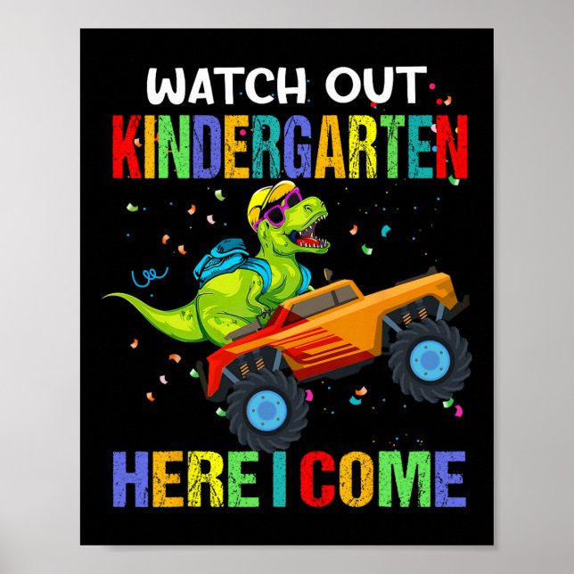 Ut ur Kindergarten här i Kom första Dinosaur-dagen Poster (Framsidan)