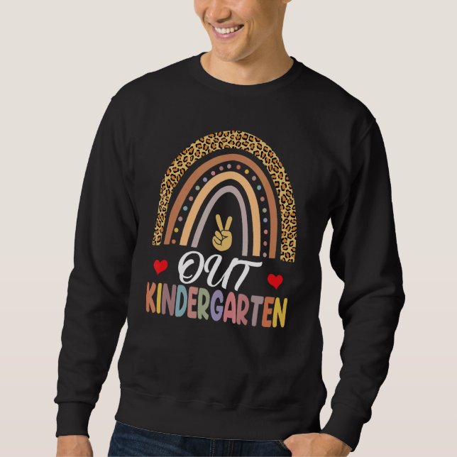 Ut ur Kindergarten Rainbow Peace School Kinder Gra Lång Ärmad Tröja (Framsida)