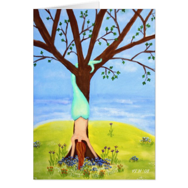 "Ut ur vatten" sjöjungfrukonst Hälsningskort (Framsidan)