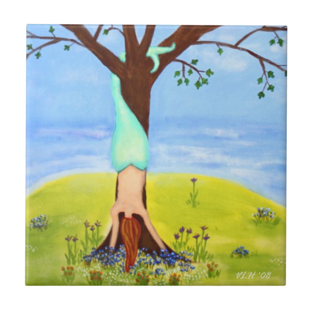 "Ut ur vatten" sjöjungfrukonst Kakelplatta (Framsidan)