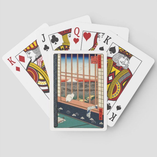 Utagawa Hiroshige - Asakusa Ris fält Casinokort (Baksidan)