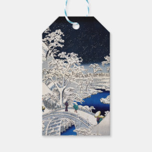 Utagawa Hiroshige - Drum Bridge vid Meguro Presentetikett