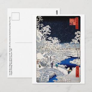 Utagawa Hiroshige - Drum Bridge vid Meguro Vykort