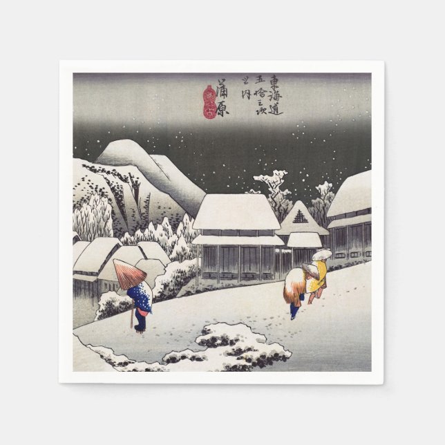 Utagawa Hiroshige - Evening Snö vid Kanbara Pappersservett (Framsidan)