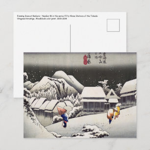 Utagawa Hiroshige - Evening Snö vid Kanbara Vykort