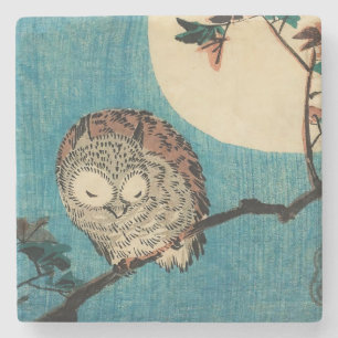 Utagawa Hiroshige - Horned Uggla på Maple Gren Stenunderlägg