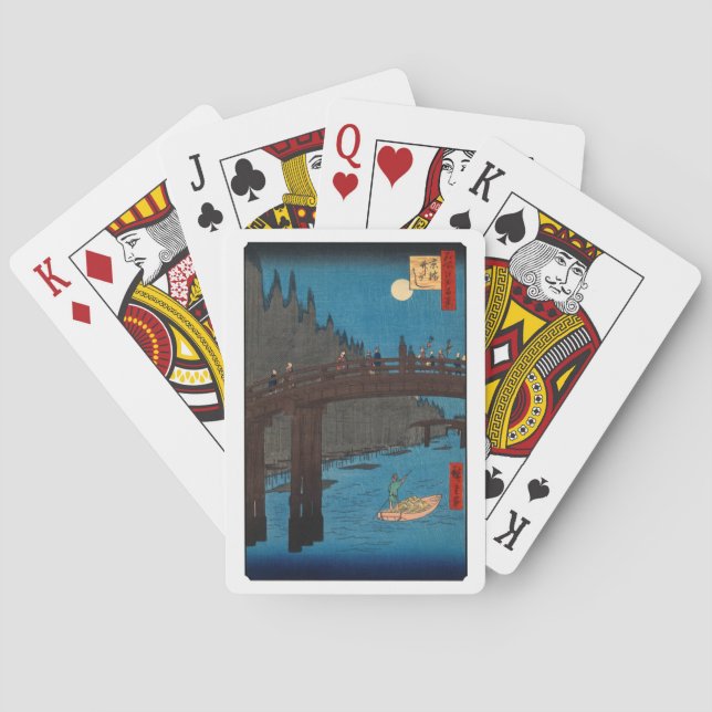 Utagawa Hiroshige - Kyoto Bridge av Moonlight Casinokort (Baksidan)