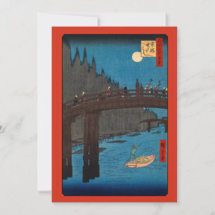 Utagawa Hiroshige - Kyoto Bridge av Moonlight Tack Kort