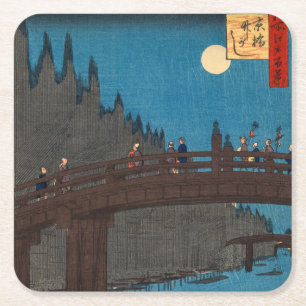 Utagawa Hiroshige - Kyoto Bridge av Moonlight Underlägg Papper Kvadrat