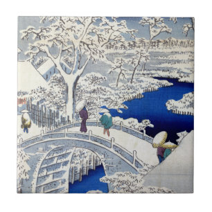 Utagawa Hiroshige Meguro trummar överbryggar och Kakelplatta