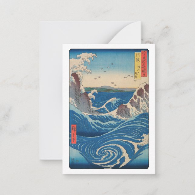Utagawa Hiroshige - Naruto Whirlpool, Awa-provinse Anteckningskort (Framsida)