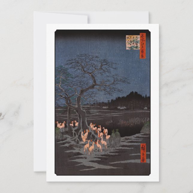 Utagawa Hiroshige - Nyårsafton Foxfire Inbjudningar (Framsida)