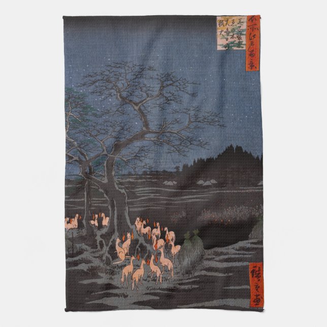 Utagawa Hiroshige - Nyårsafton Foxfire Kökshandduk (Vertikal)