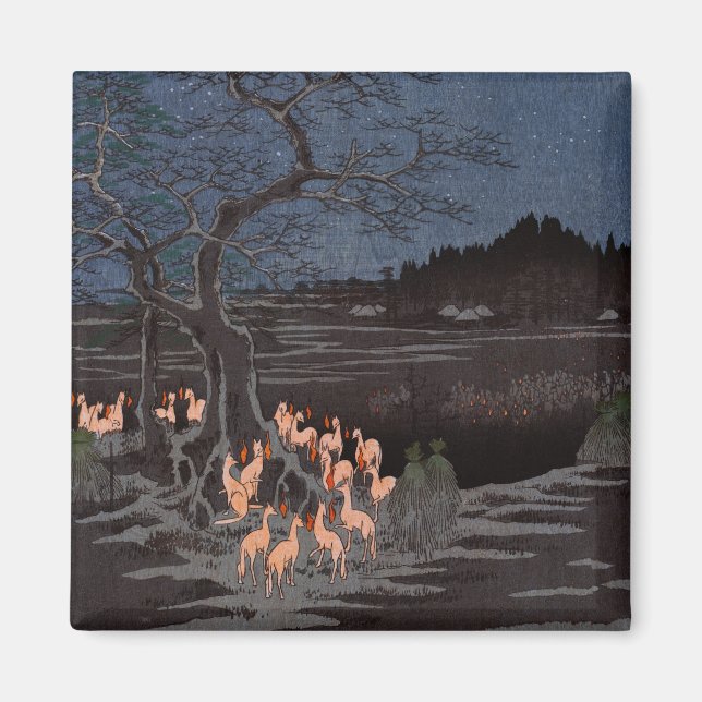 Utagawa Hiroshige - Nyårsafton Foxfire Magnet (Framsidan)