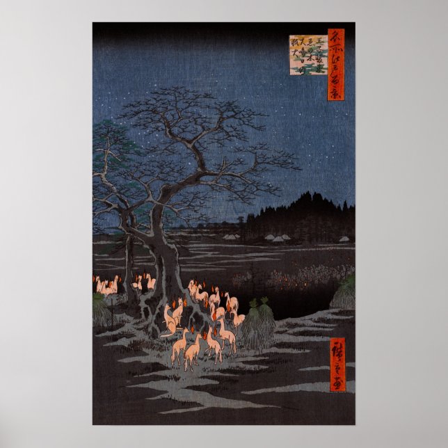 Utagawa Hiroshige - Nyårsafton Foxfire Poster (Framsidan)