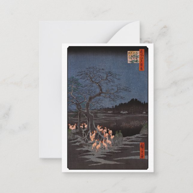 Utagawa Hiroshige - Nyårsafton rödrävar Anteckningskort (Framsida)