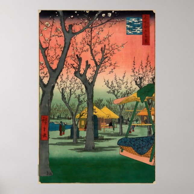 Utagawa Hiroshige. Plum Garden at Kamata Poster (Framsidan)